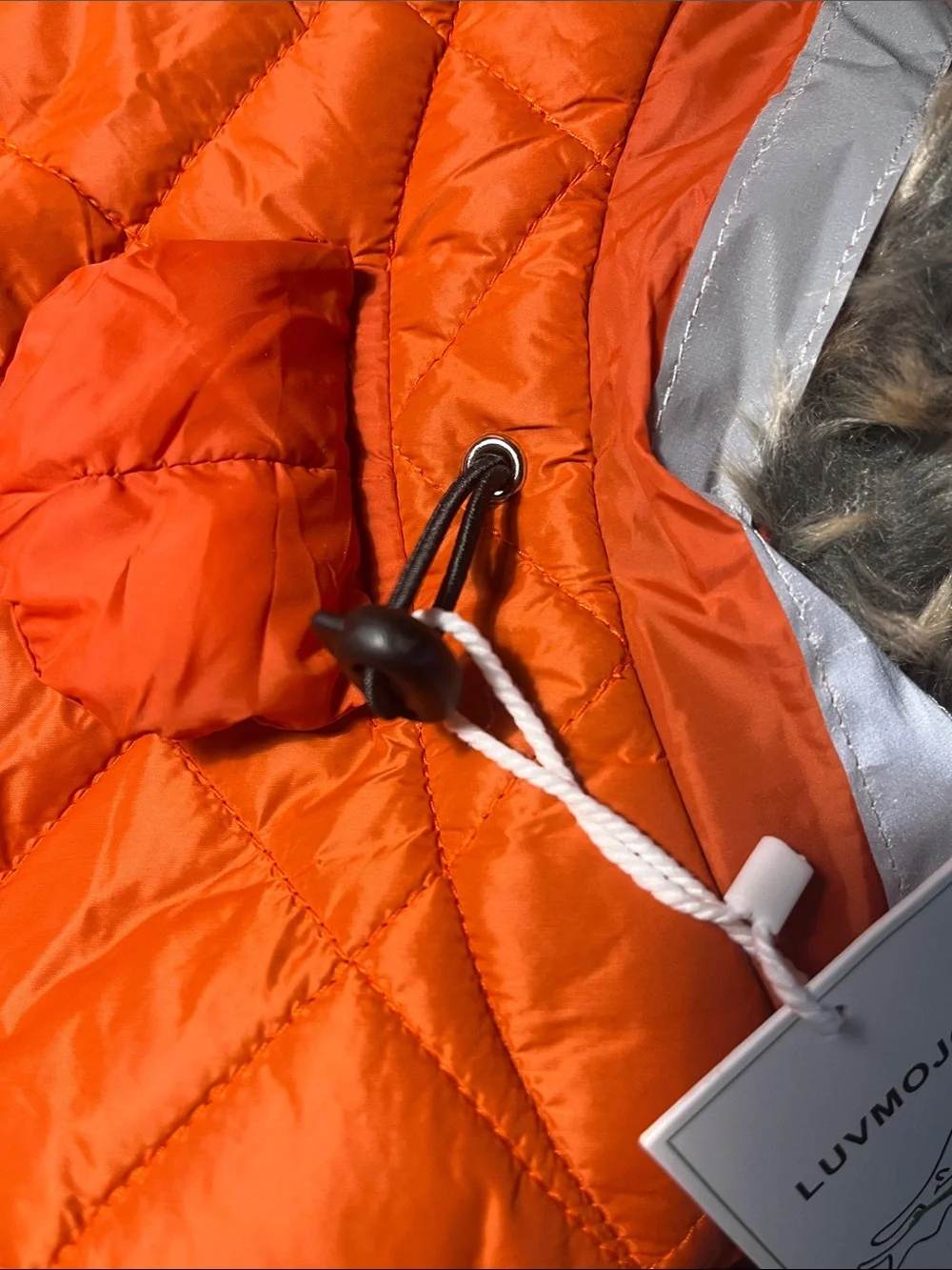Quilted Orange Dog Puffer Coat